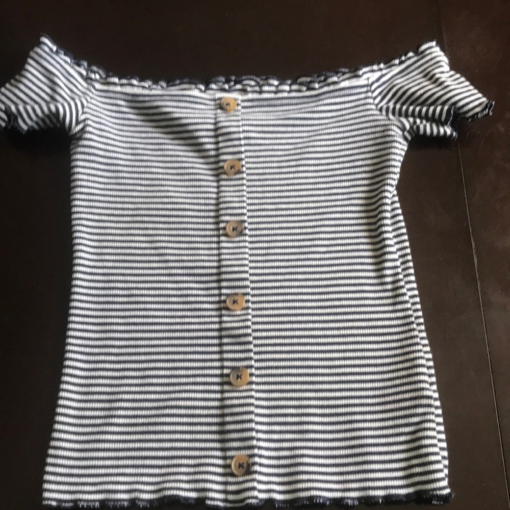 Off the shoulder button down shirt